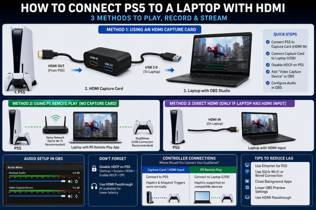 How to Connect PS5 to a Laptop With HDMI