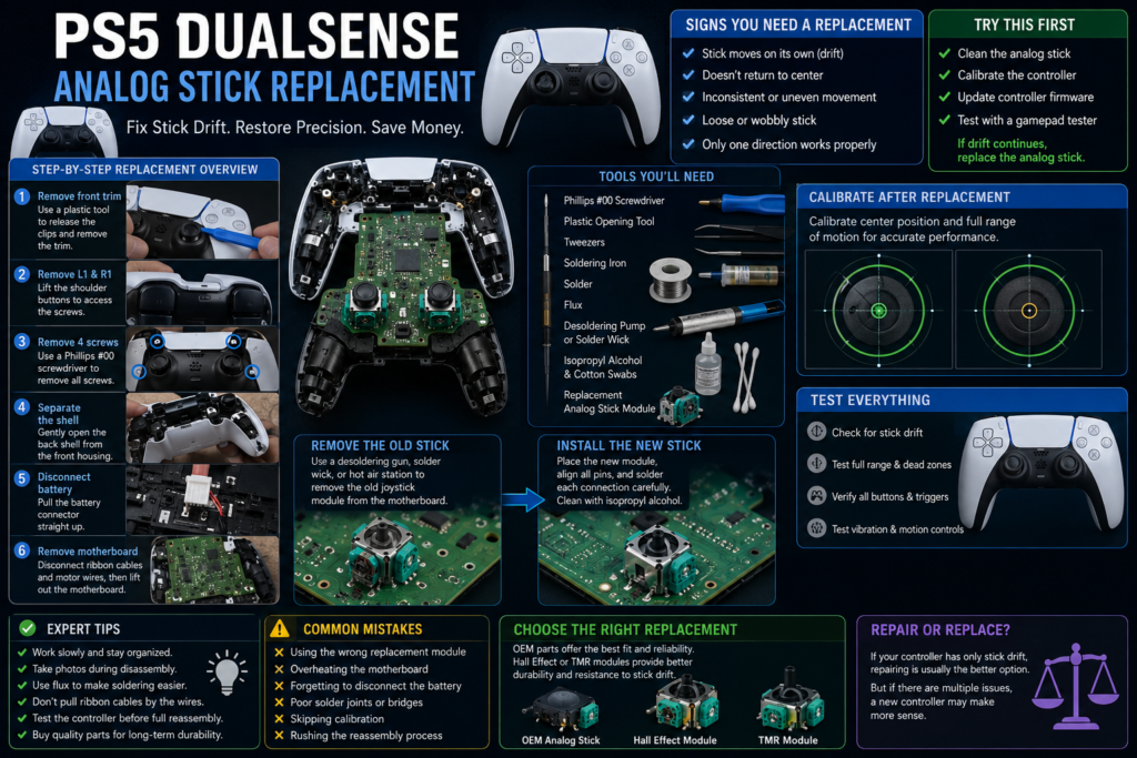 ps5 dualsense controller analog stick replacement