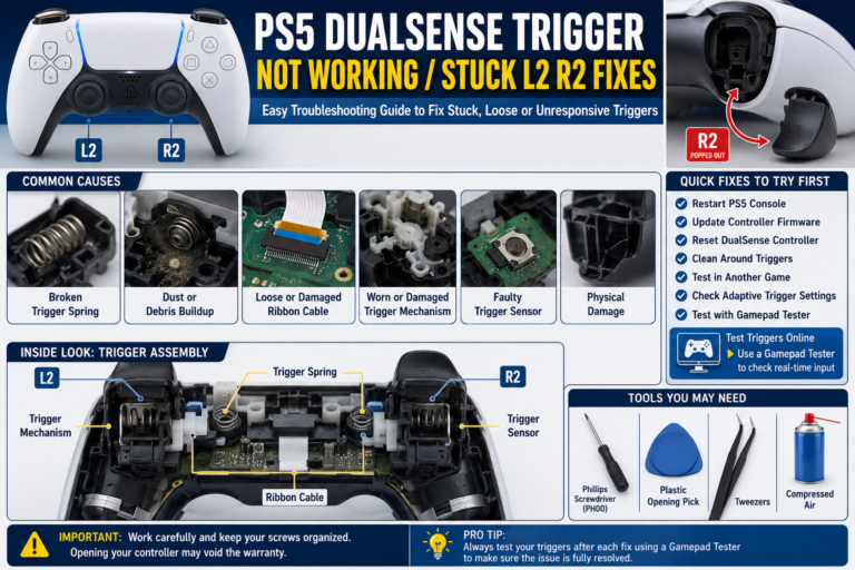 PS5 DualSense Trigger Not Working or Stuck? L2 and R2 Fixes (Complete Troubleshooting Guide)